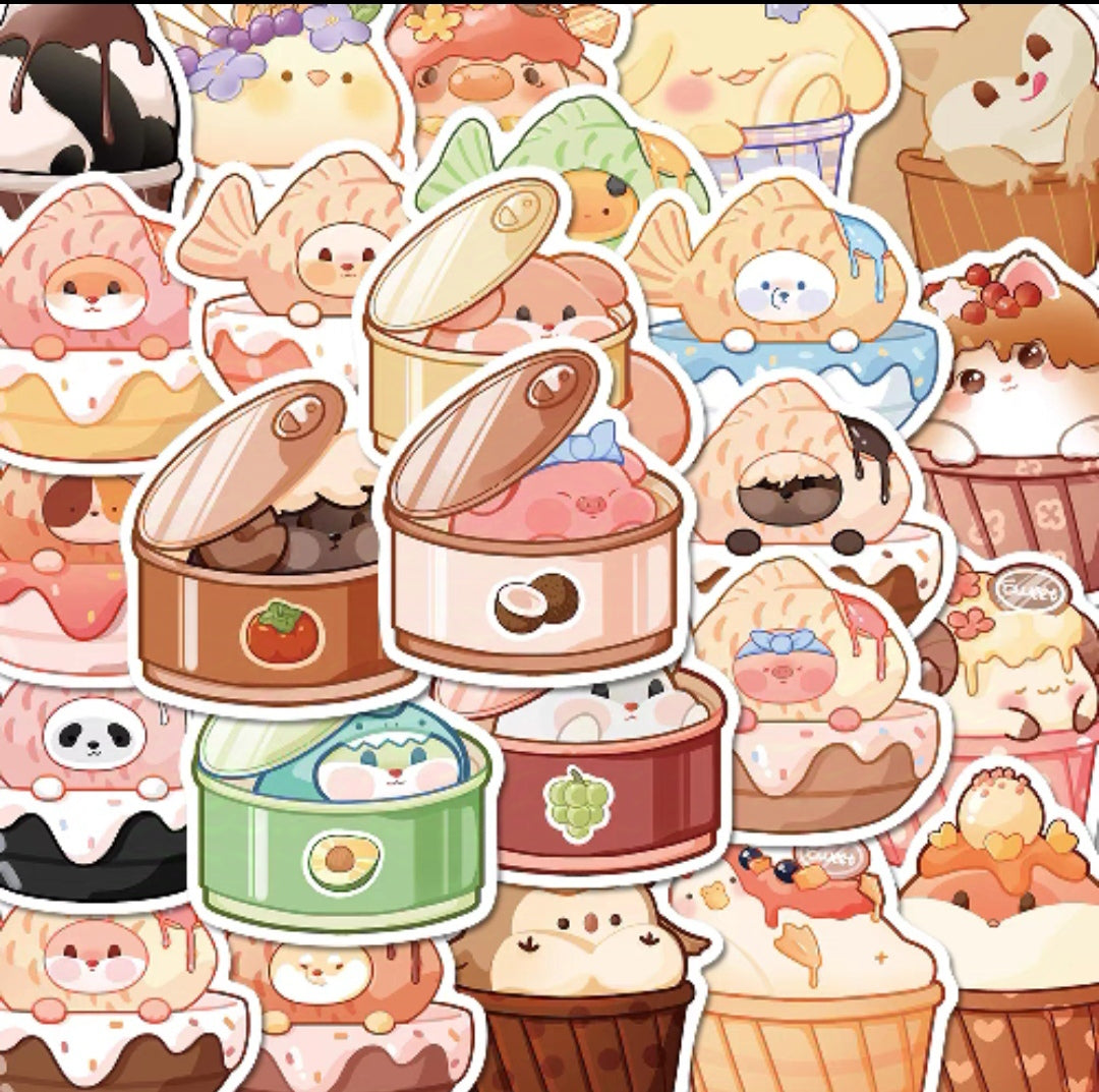 Dessert fluffy creature Delight Stickers [40 pack]