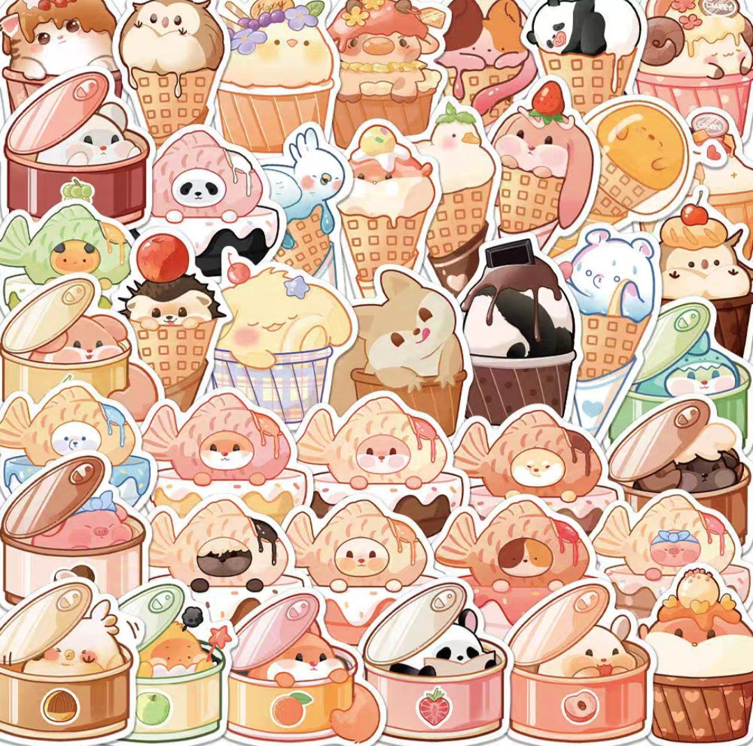 Dessert fluffy creature Delight Stickers [40 pack]