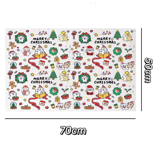 Merry Christmas Cartoon Pattern Wrapping Paper [70 x 50cm]